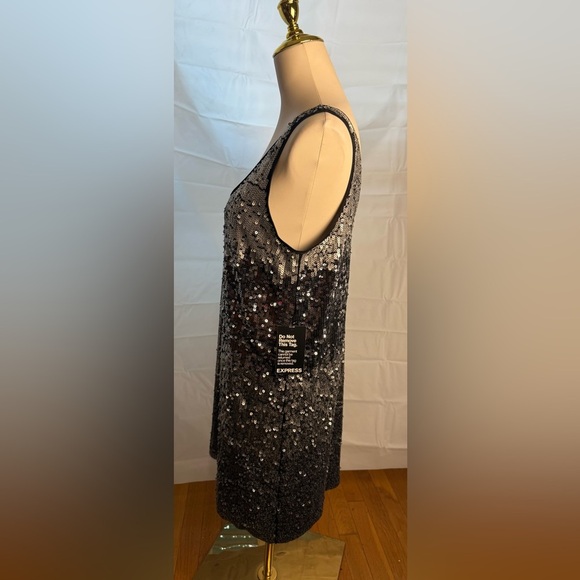 NWT Express Black and Silver Sequin Sheath Mini Dress - Picture 2 of 9